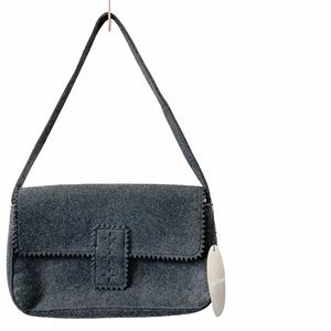 Carlo D'Santi Dark Gray Felt Flannel Bag Purse NWT 100% Polyester